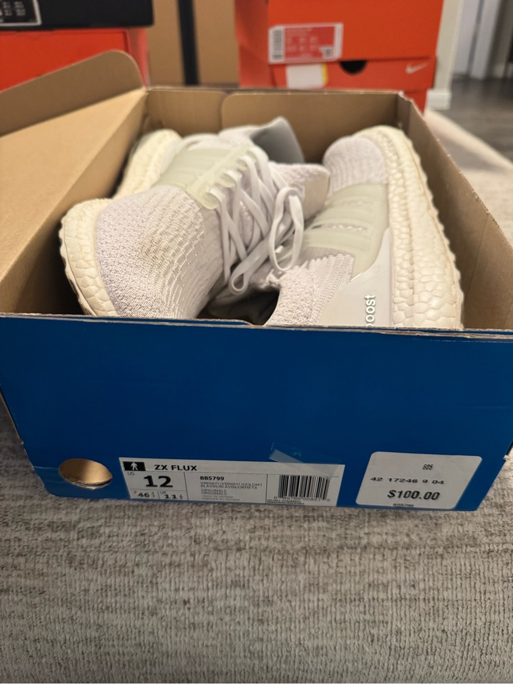 adidas UltraBoost Knit Sneakers - Cream/Off-White